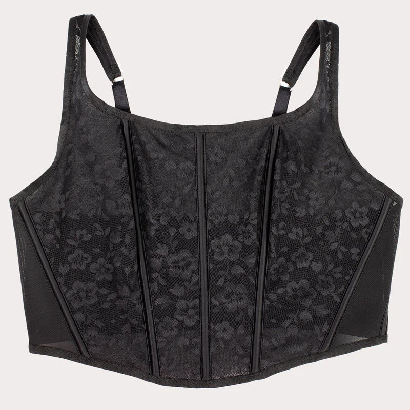 Curvy Couture No-Show Lace Corset Bra Top Curvy Couture M BLACK