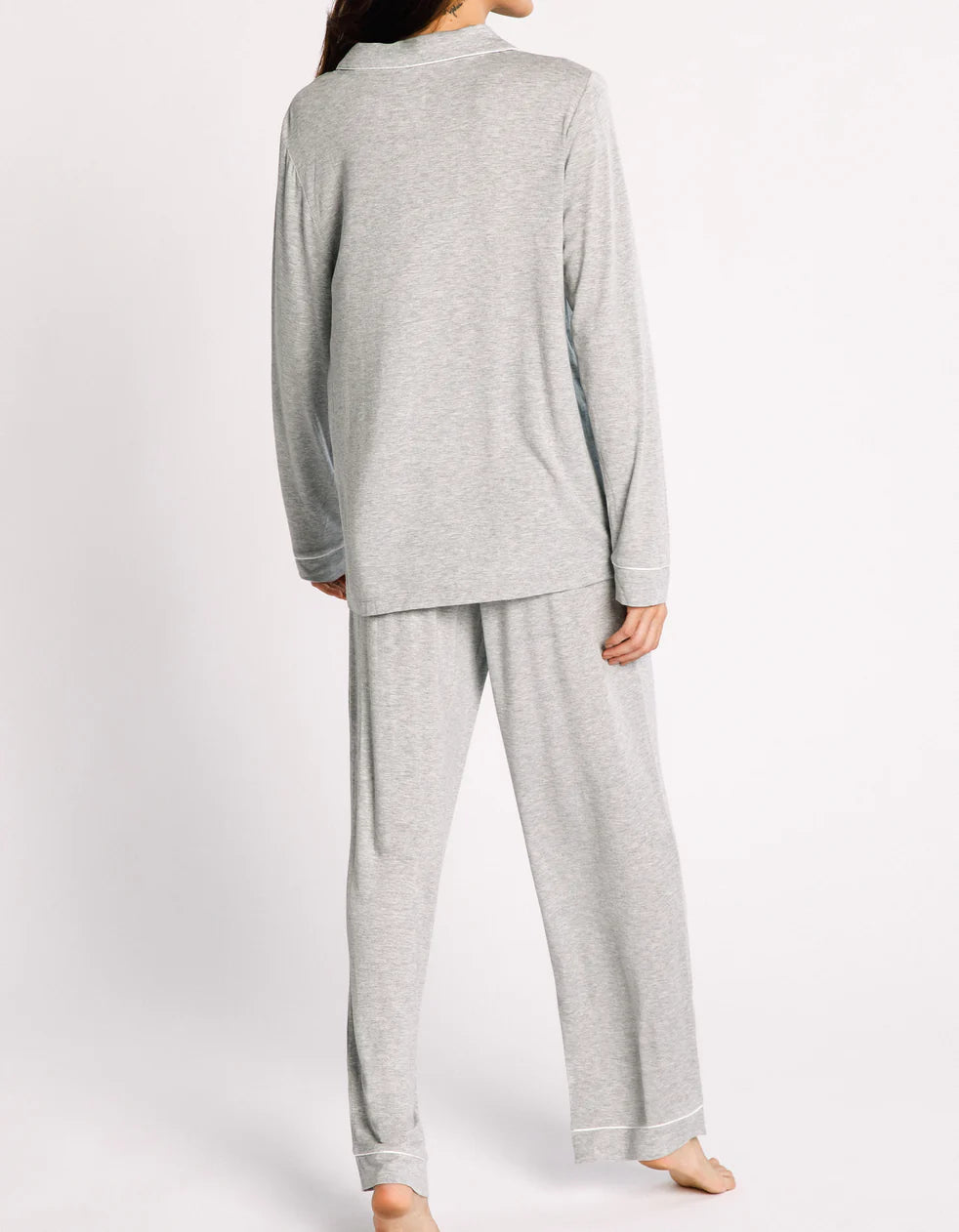 Chelsea Peers Grey Modal Button Up Long Pajama Set Bra Fittings by Court