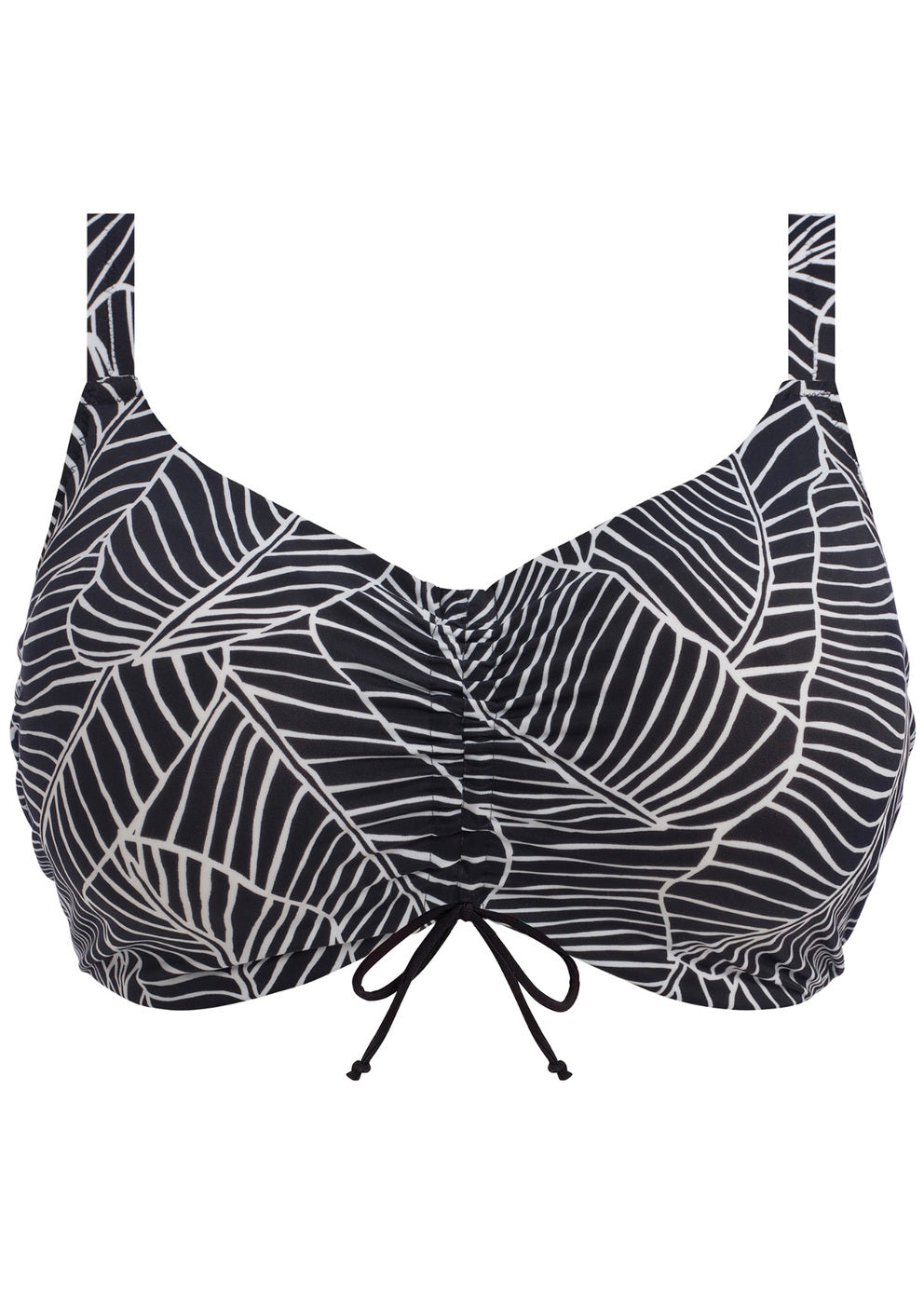 Elomi Kata Beach Crop Bikini Top *Final Sale* Bikini Bra Fittings by Court 38H US / 38FF UK BLACK LEAVES