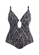 Elomi Kata Beach Non-Wired One Piece *Final Sale* Bra Fittings by Court 34I/J US / 34G/GG UK BLACK LEAVES