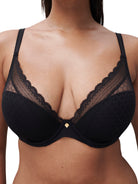 Chantelle Norah Chic Plunge T-Shirt Bra Molded Cup Chantelle 30D BLACK