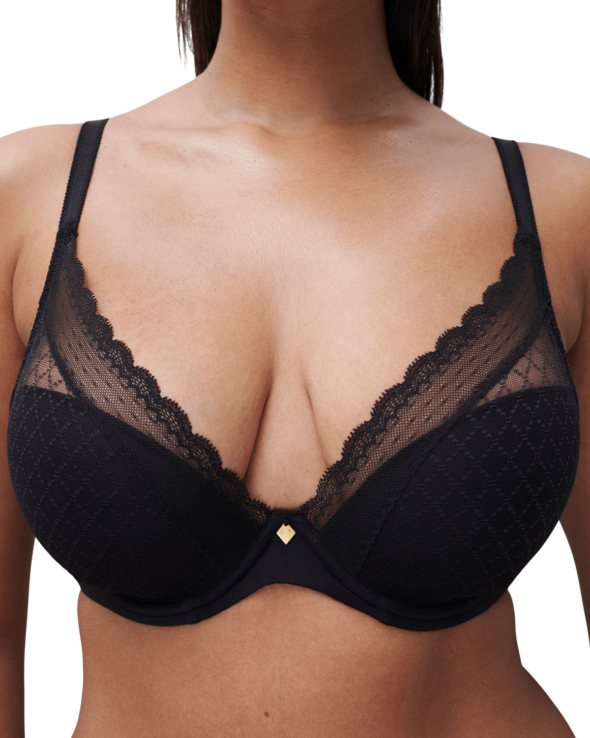 Chantelle Norah Chic Plunge T-Shirt Bra Molded Cup Chantelle 30D BLACK