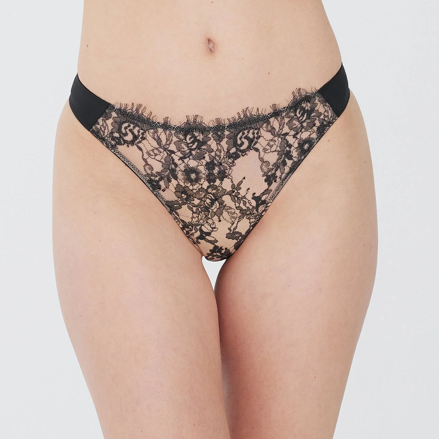 Skarlett Blue Entice Thong - Black/Nylon Bra Fittings by Court 6 US / 10 UK (S) BLACK / NYLON