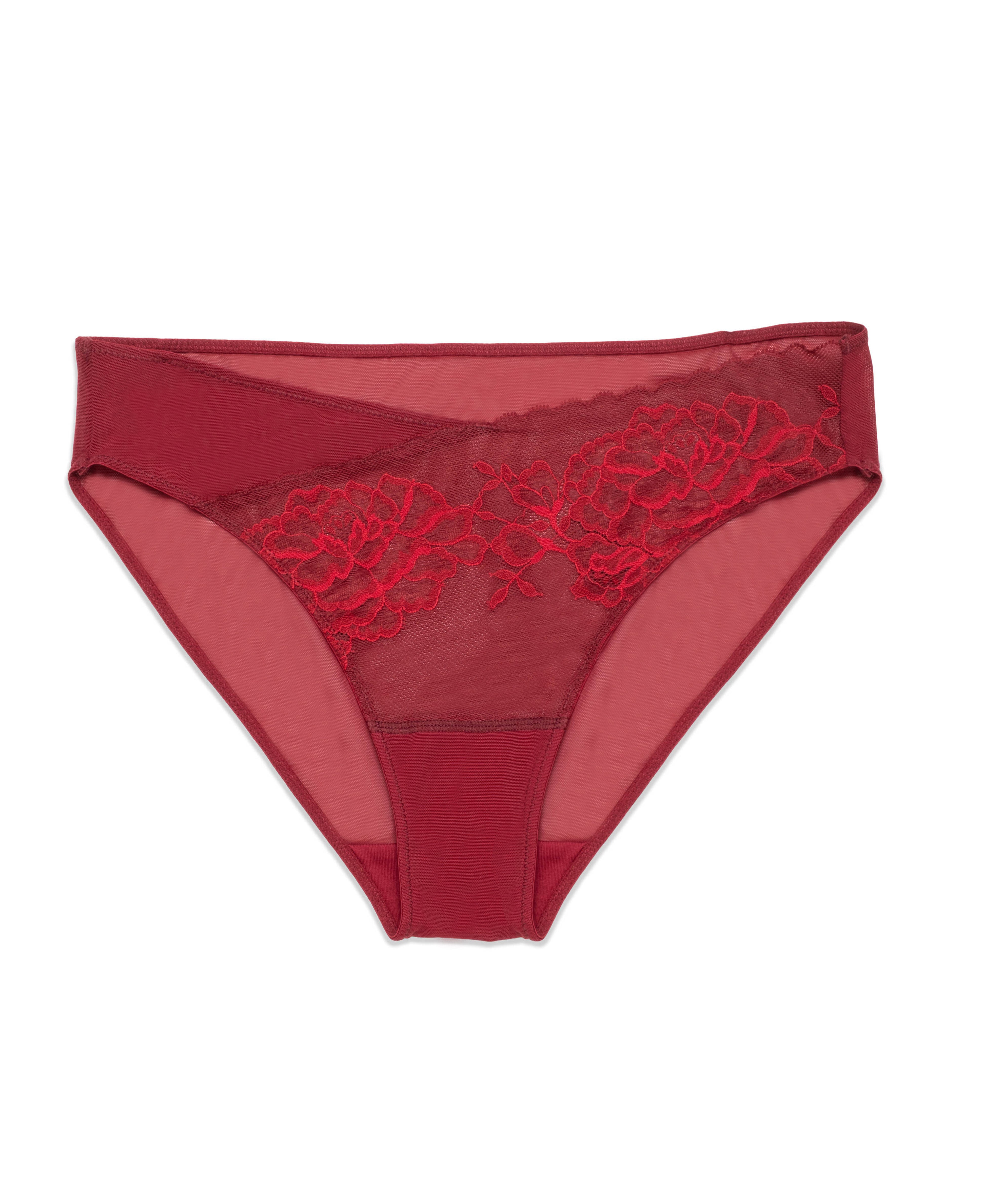 Natori Flora Bikini Brief -Red/Bonfire Bra Fittings by Court 6 US / 10 UK (S) RED/BONFIRE