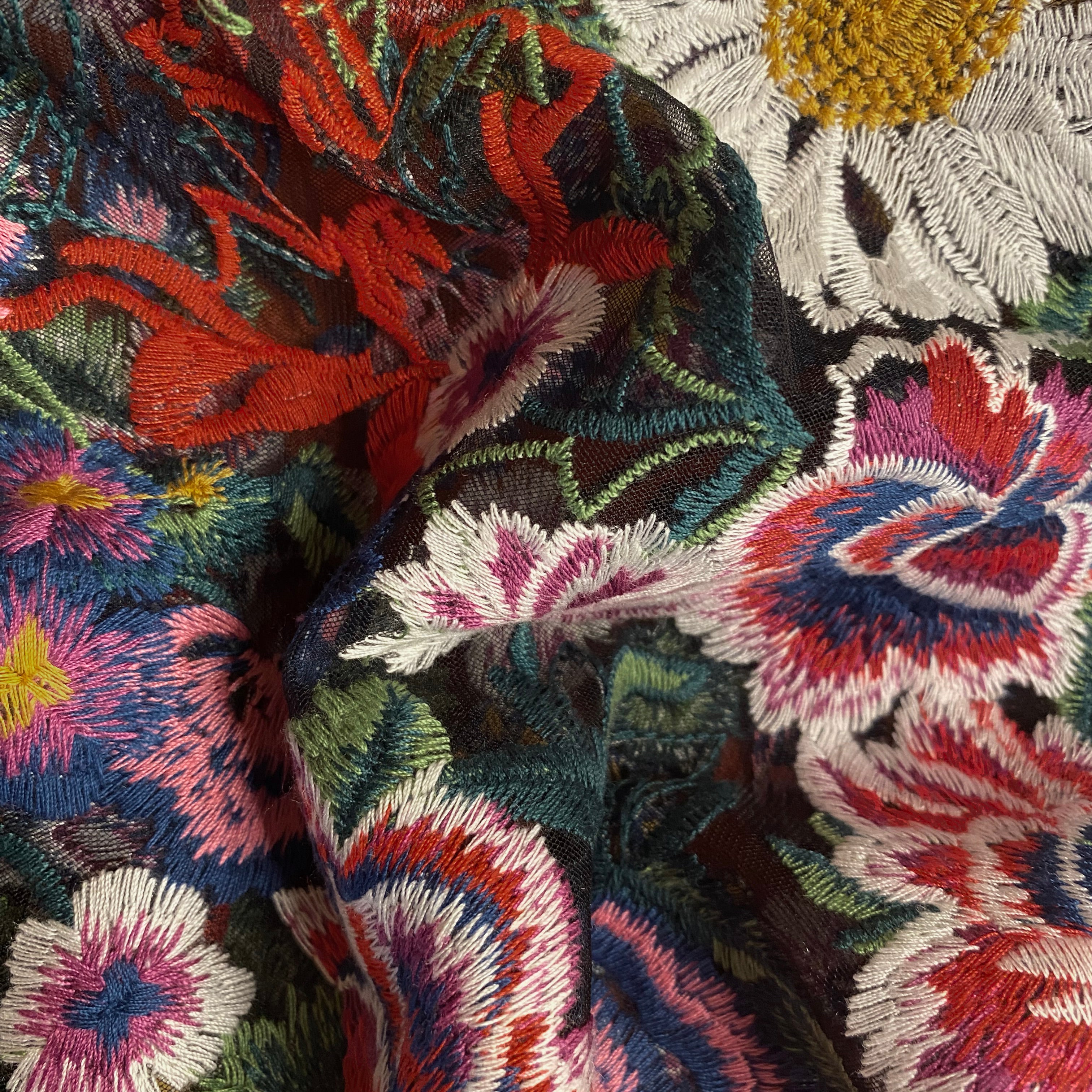 Kilo Brava Embroidery Multifloral Bralette Bra Fittings by Court S (32B-DD) MULTIFLORAL/BLACK