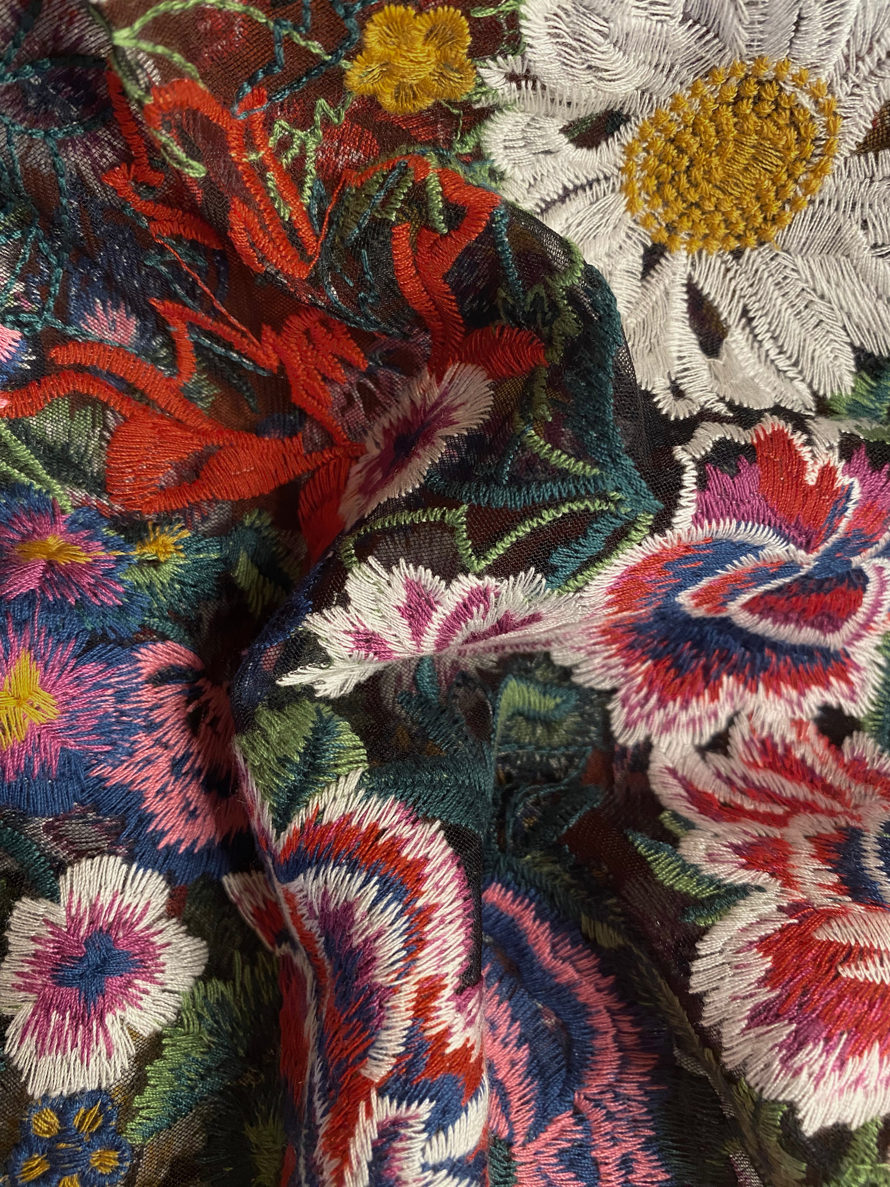 Kilo Brava Embroidery Multifloral Bralette Bra Fittings by Court S (32B-DD) MULTIFLORAL/BLACK