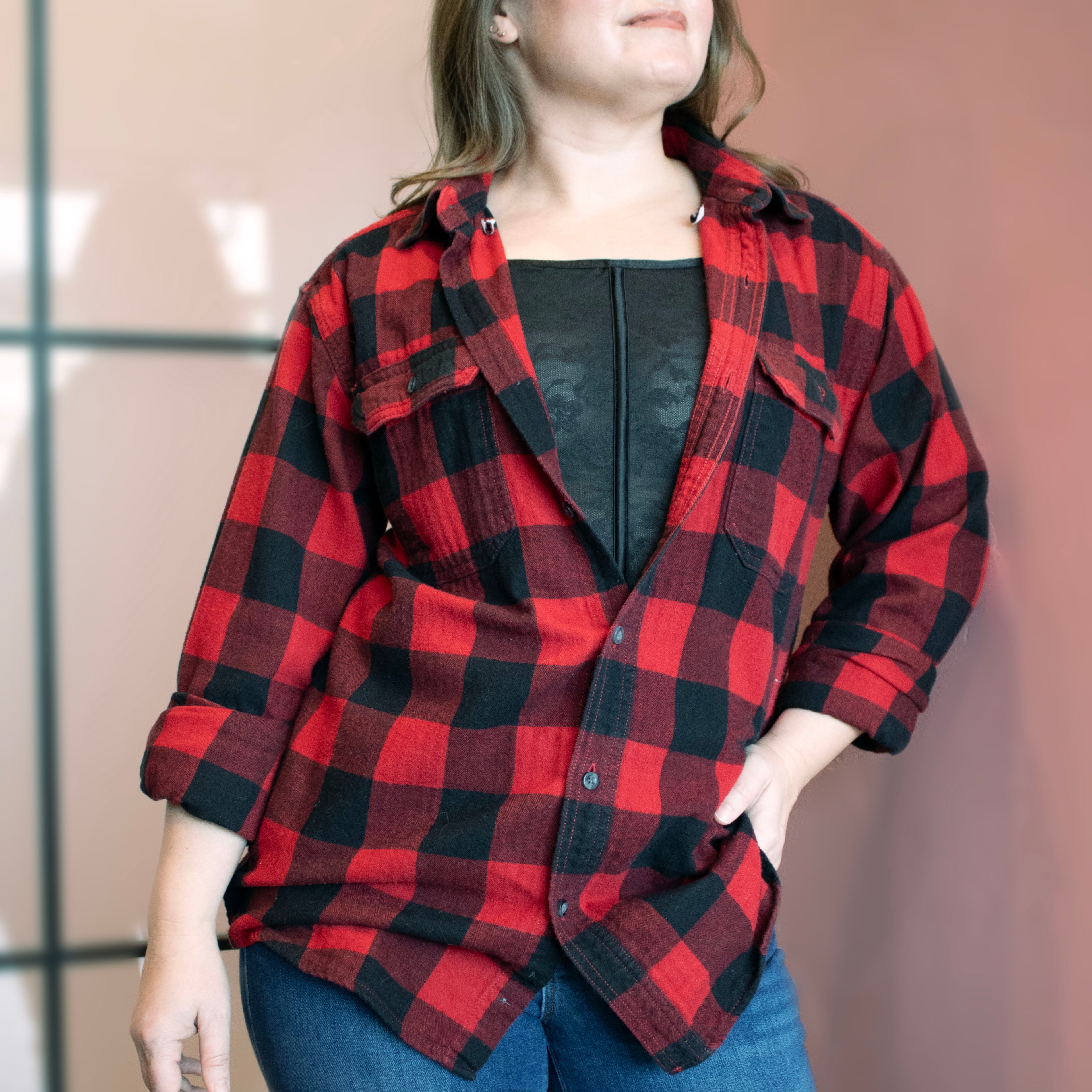 Curvy Couture No-Show Lace Corset Bra Top Curvy Couture