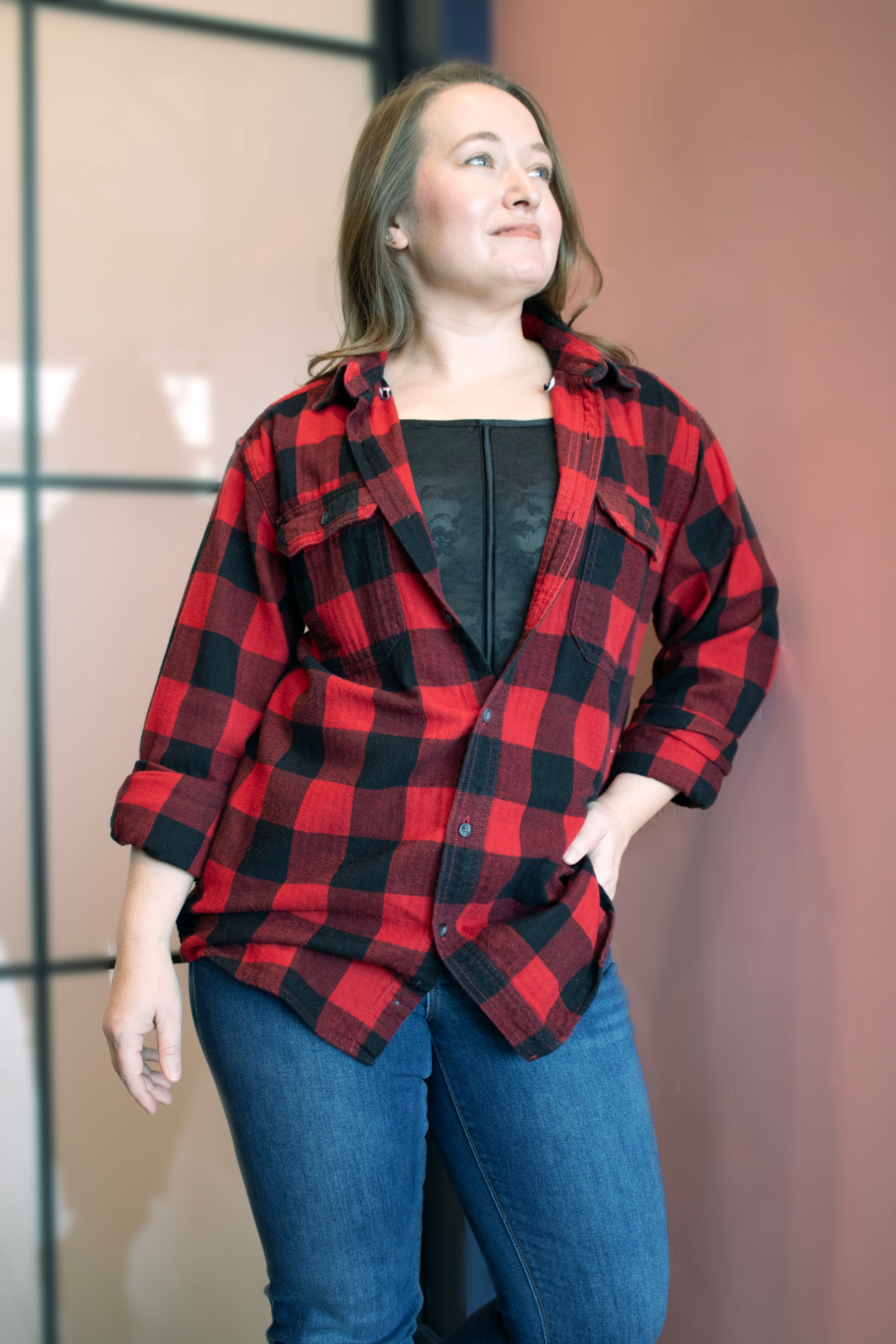 Curvy Couture No-Show Lace Corset Bra Top Curvy Couture