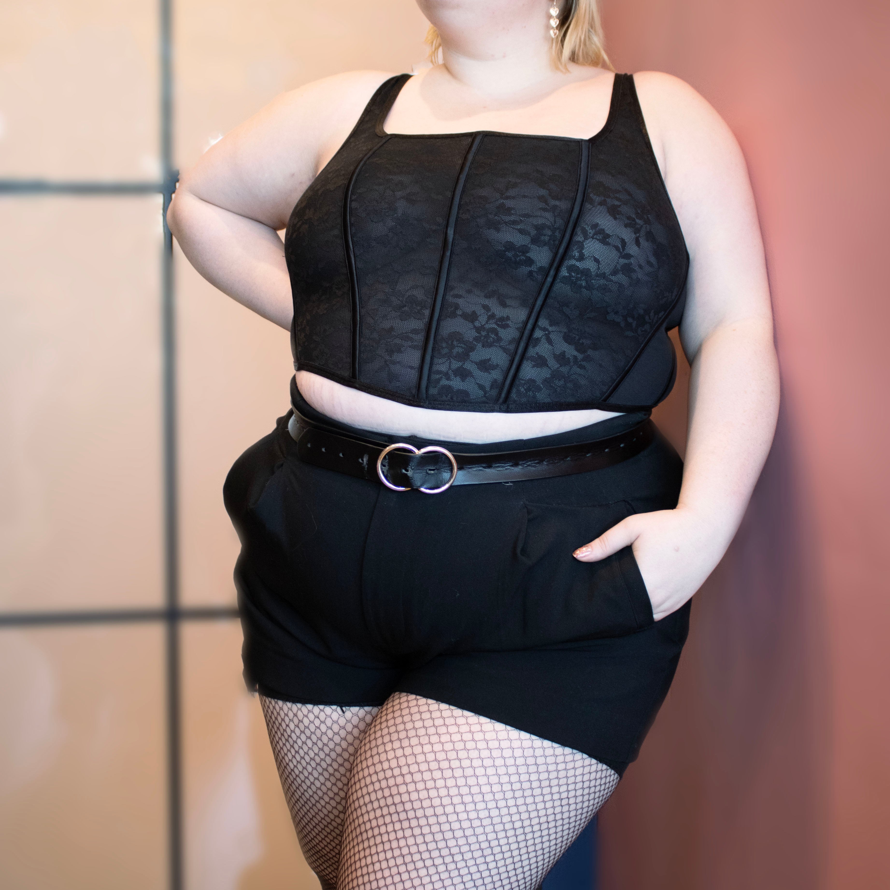 Curvy Couture No-Show Lace Corset Bra Top Curvy Couture