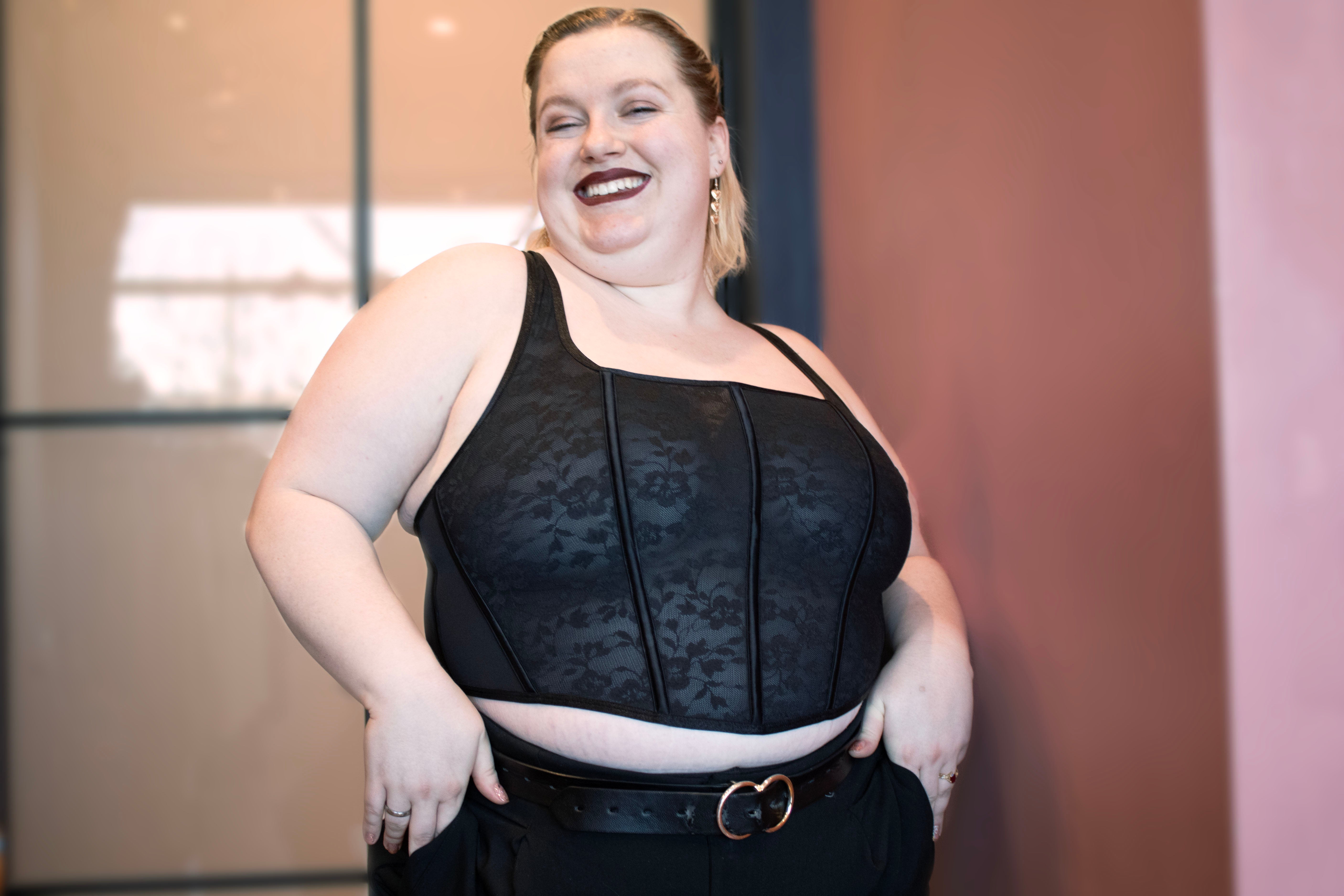 Curvy Couture No-Show Lace Corset Bra Top Curvy Couture