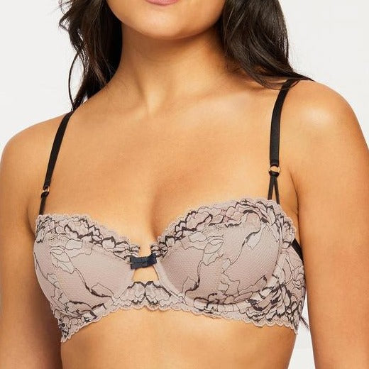 Montelle Keyhole Balconette Bra *Final Sale* Montelle 32C BLACK / TAUPE