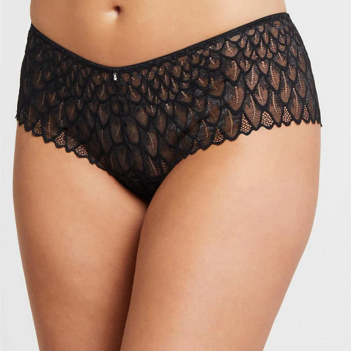 Montelle Lacy Brazilian Panty Bra Fittings by Court 4 US / 8 UK (XS) BLACK / NOIR