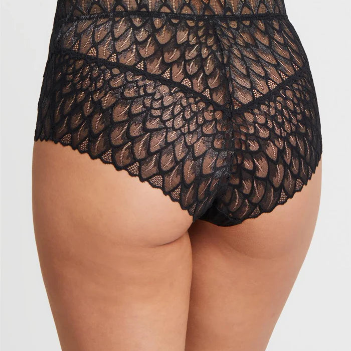 Montelle Lacy High Waist Brief Bra Fittings by Court 6 US / 10 UK (S) BLACK / NOIR