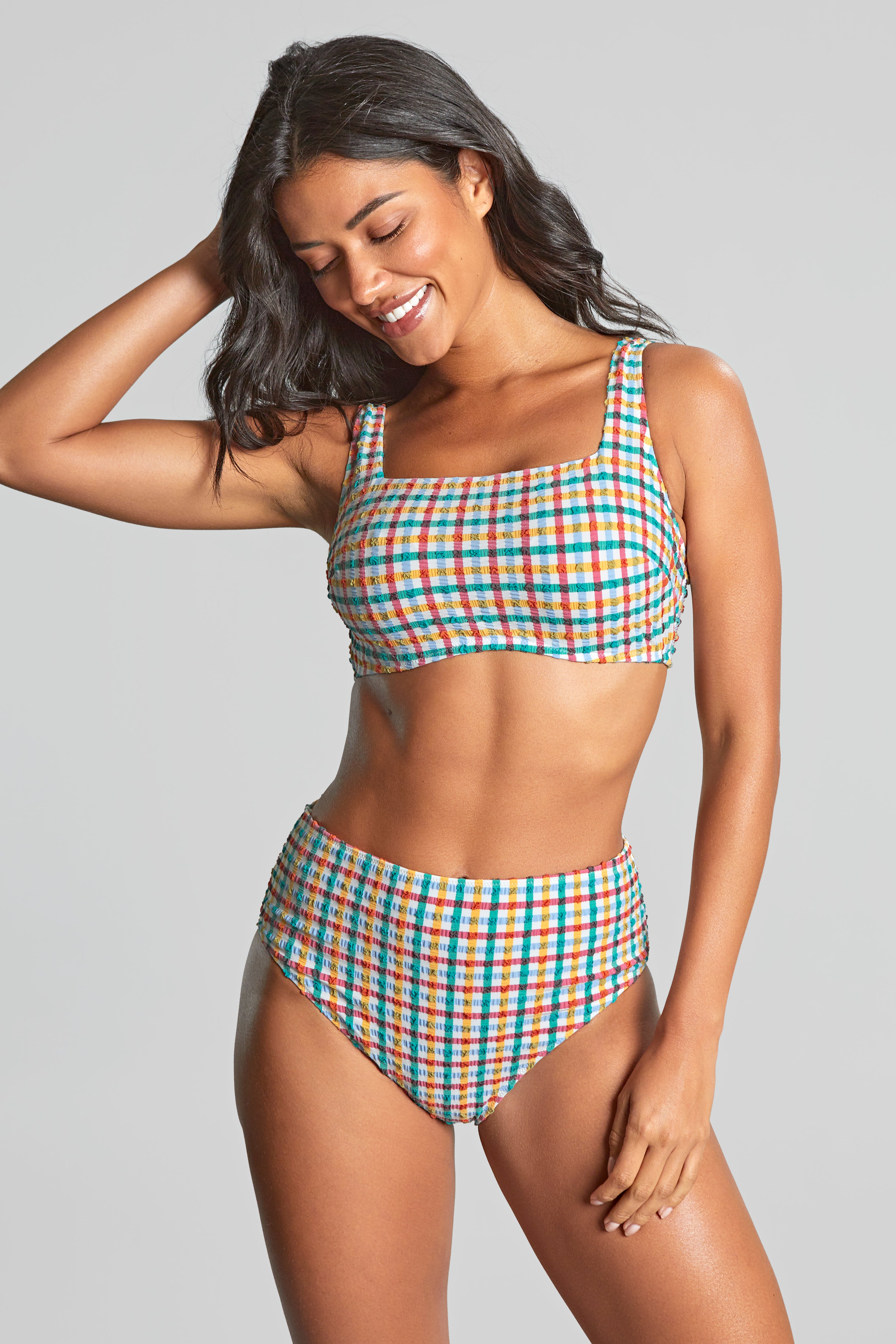 Panache Gina Square Neck Crop Bikini- Seersucker Print Bikini Bra Fittings by Court