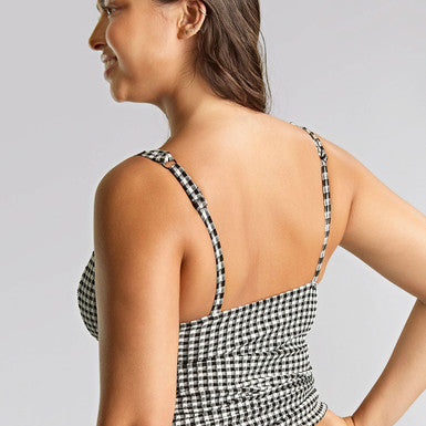 Panache Iris Balcony Tankini Top -Black Gingham Tankini Bra Fittings by Court