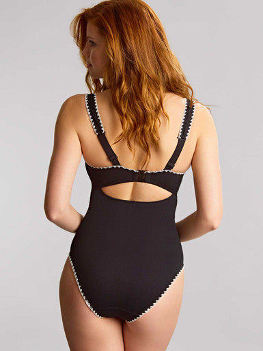 Panache Lara Plunge One Piece Swimsuit- Aurora Black & White Bra Fittings by Court