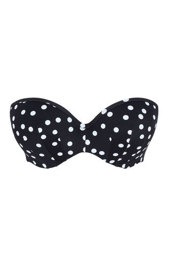 Panache Scarlett Bandeau Bikini Top Bikini Bra Fittings by Court 28G US / 28F UK BLACK POLKA DOT