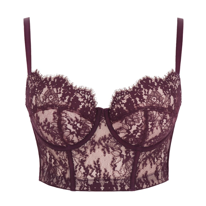 Panache Carmen Lace Bustier *Final Sale* Molded Cup Bra Fittings by Court 38H US / 38FF UK MULBERRY