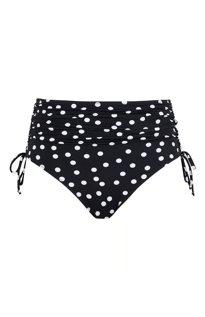Panache Midi Adjustable Bikini Bottom - Polka Dot Print Bra Fittings by Court 4 US / 8 UK (XS) BLACK POLKA DOT