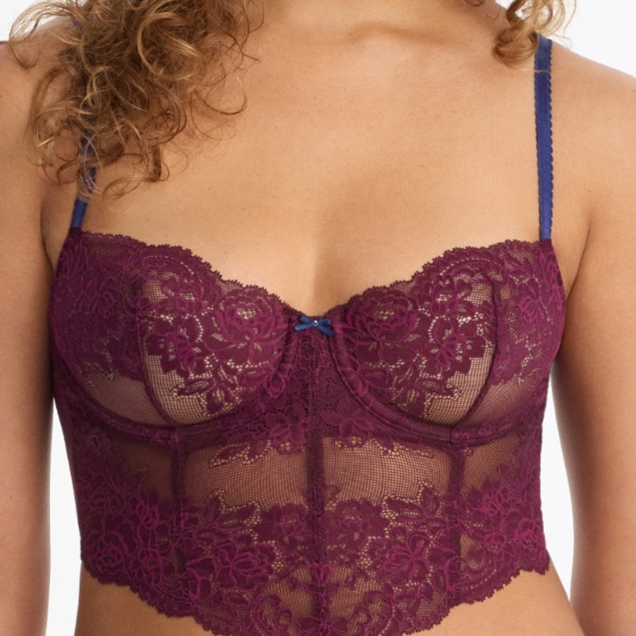 Skarlett Blue Captivate Lace Corset Cami - Figgy / Nocturnal Curvy Couture