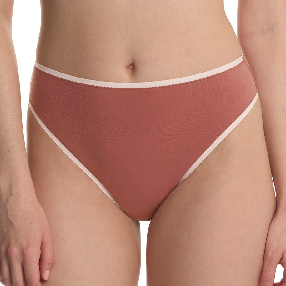 Natori Bliss Bare Cotton High Cut Brief- Nostalgia Rose / Peach Whip Bra Fittings by Court 6 US / 10 UK (S) NOSTALGIA ROSE / PEACH WHIP