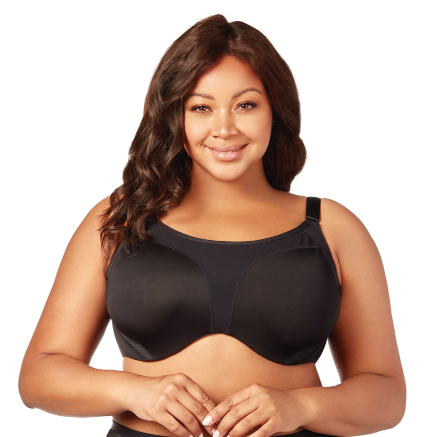 Elila Microfiber Sports Bra Bra Fittings by Court 42L US / 42HH UK BLACK