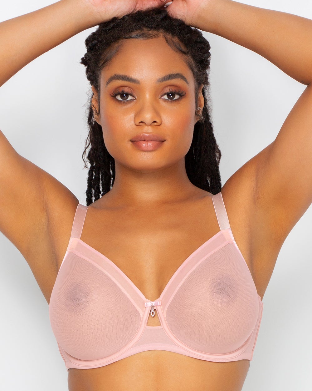Curvy Couture Sheer Mesh Unlined Bra Curvy Couture
