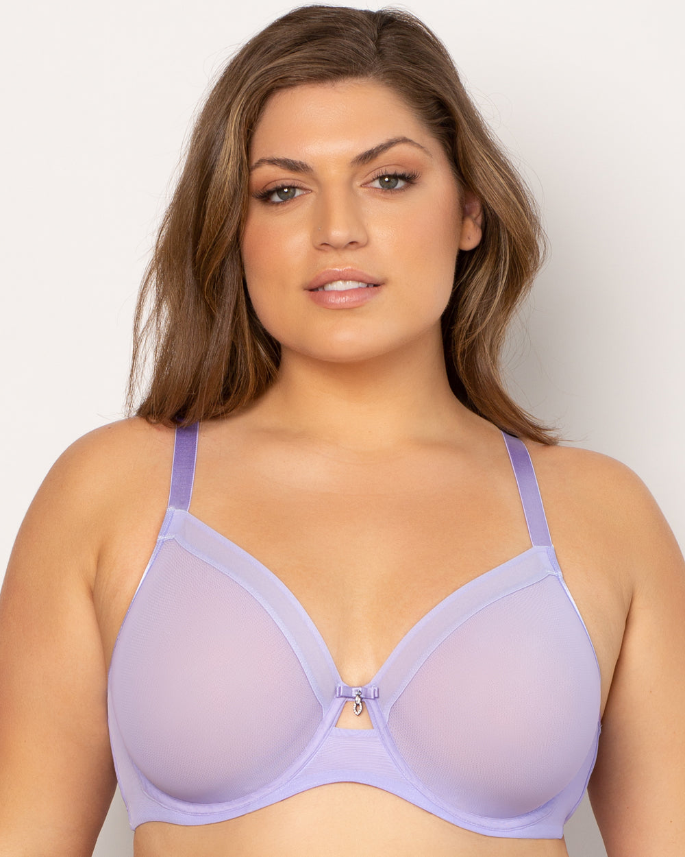 Curvy Couture Sheer Mesh Unlined Bra *Final Sale* Curvy Couture 36D LAVENDER MIST