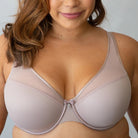 Curvy Couture Sheer Mesh T-Shirt Bra Molded Cup Curvy Couture 34DD BARK