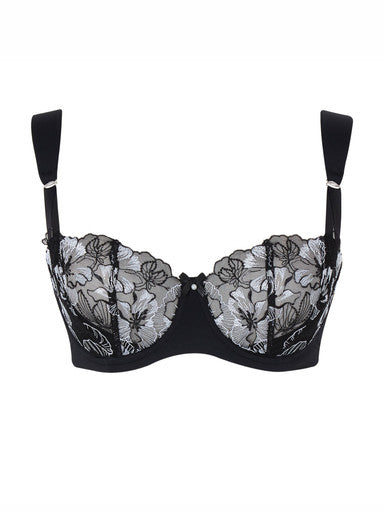 Panache Marlene Balcony Bra Cut & Sewn Bra Fittings by Court 30DDD US / 30E UK BLACK