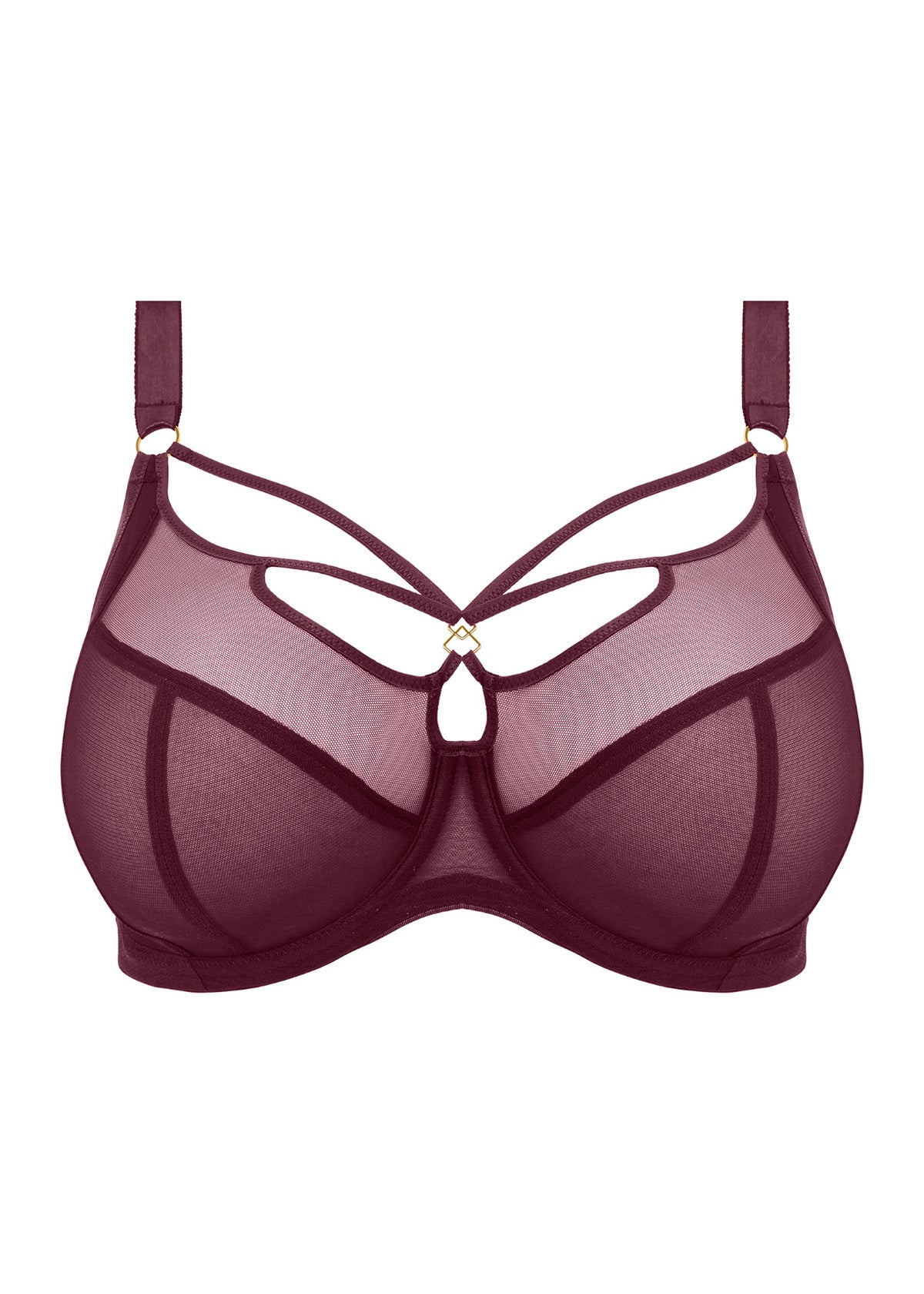 Elomi Sachi Plunge Bra - Cabernet Plunge Bra Fittings by Court 32J US / 32GG UK CABERNET