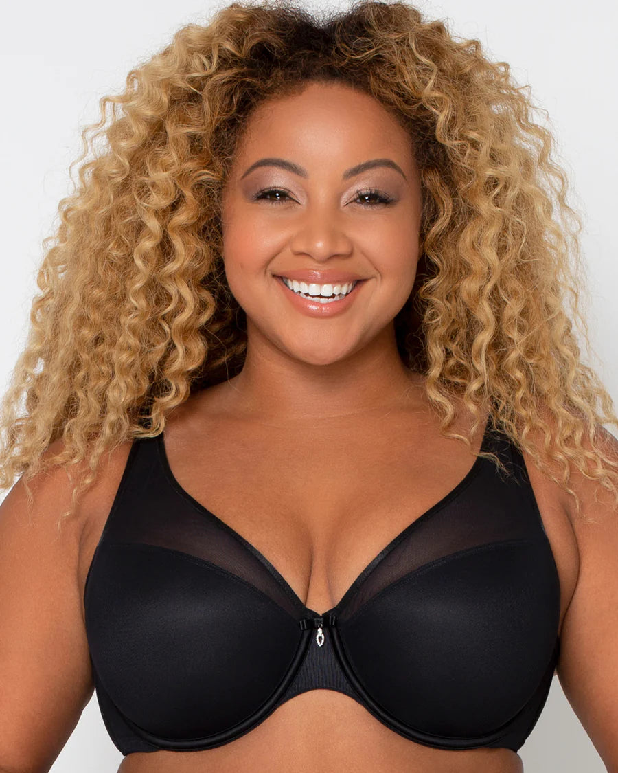 Curvy Couture Sheer Mesh T-Shirt Bra Molded Cup Curvy Couture
