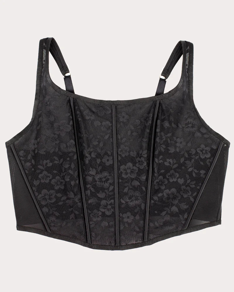 Curvy Couture No-Show Lace Corset Bra Top Curvy Couture M BLACK