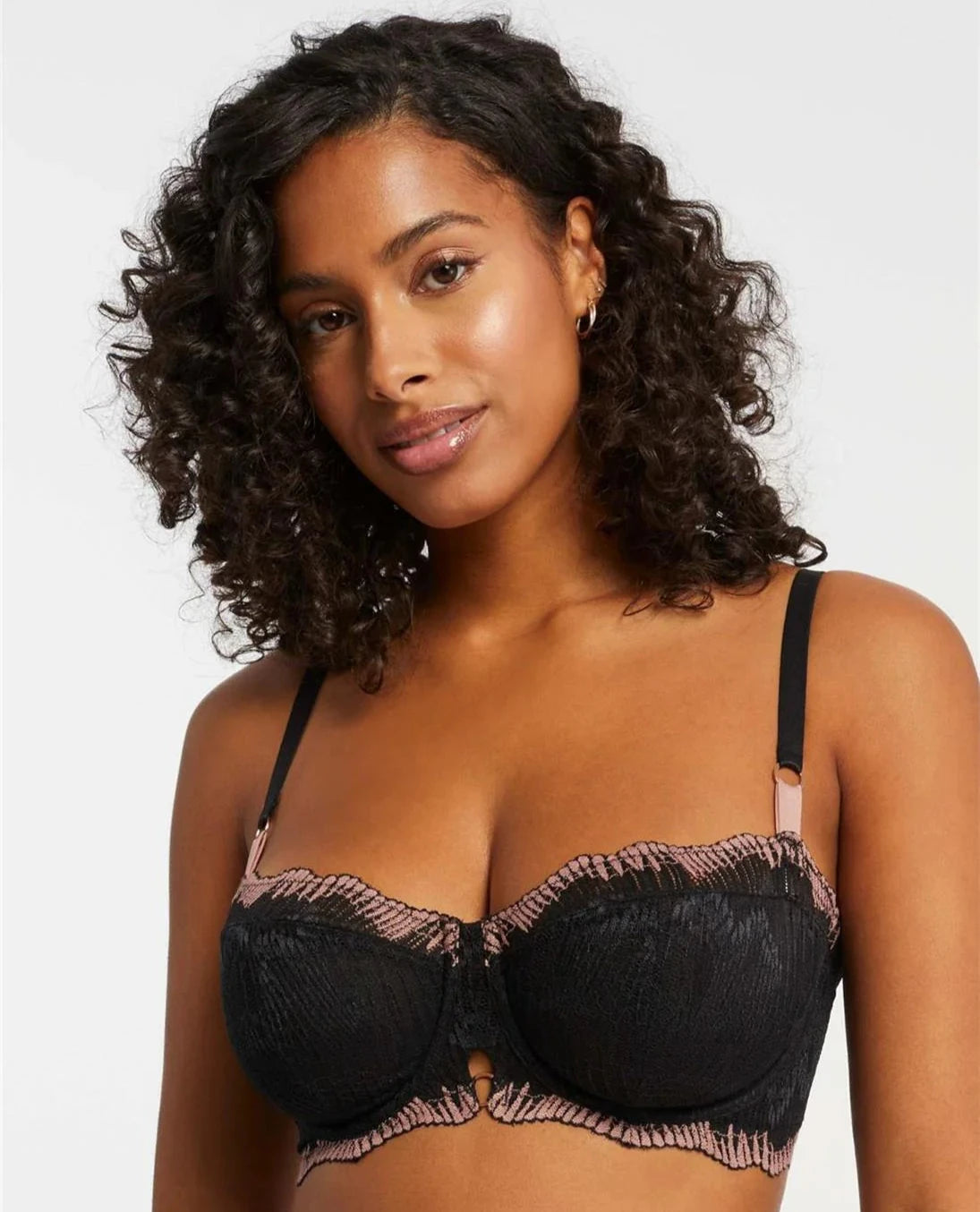 Montelle Dolce Vita Keyhole Balconette Bra Bra Fittings by Court 32C BLACK / BLOOM