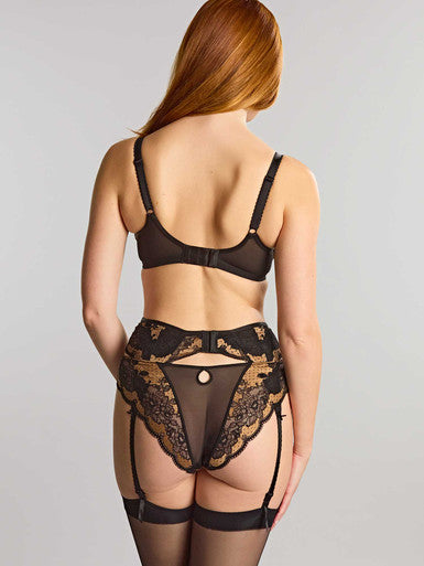 Panache Clara Balcony Bra - Black/Vintage Gold Cut & Sewn Panache