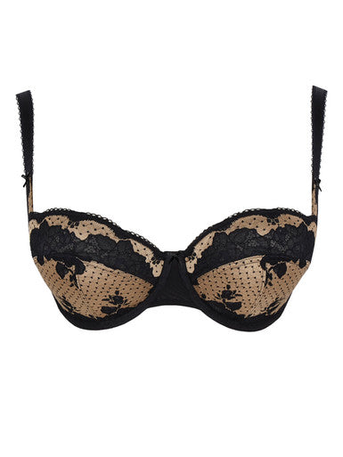Panache Clara Balcony Bra - Black/Vintage Gold Cut & Sewn Panache 28G US / 28F UK BLACK / VINTAGE GOLD