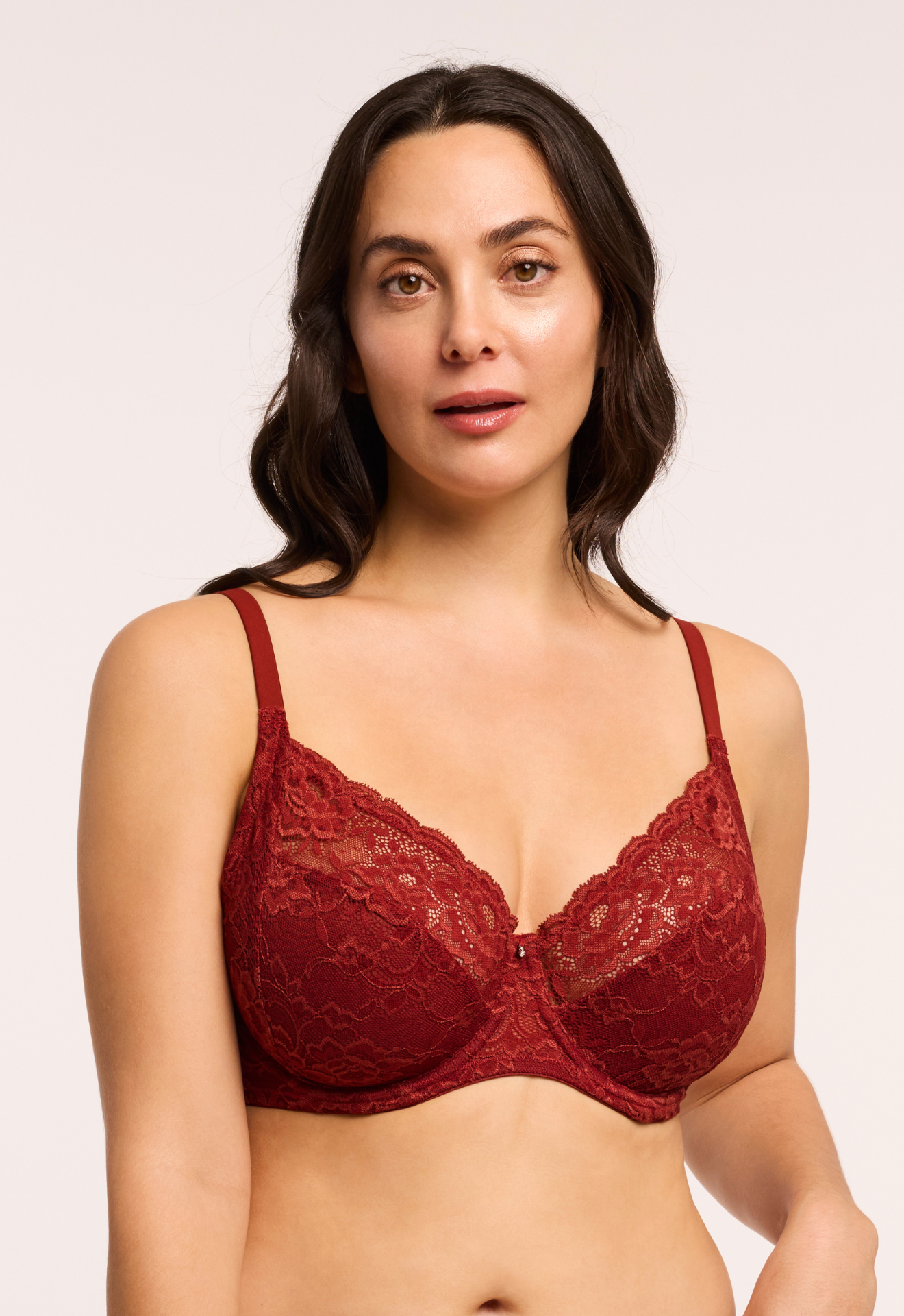 Montelle Muse Full Cup Lace Bra - Chili Bra Fittings by Court 32DDD (F) US / 32E UK CHILI