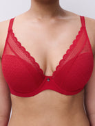 Chantelle Norah Chic Plunge T-Shirt Bra - Poppy Red Molded Cup Bra Fittings by Court