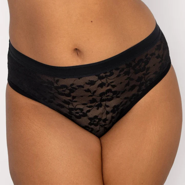 Curvy Couture Lace High Cut Brief - Black Bra Fittings by Court 8 US / 12 UK (M) BLACK