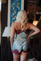 Kilo Brava Satin and Lace Cami and Boxer - Icy Blue and Pinot Bra Fittings by Court