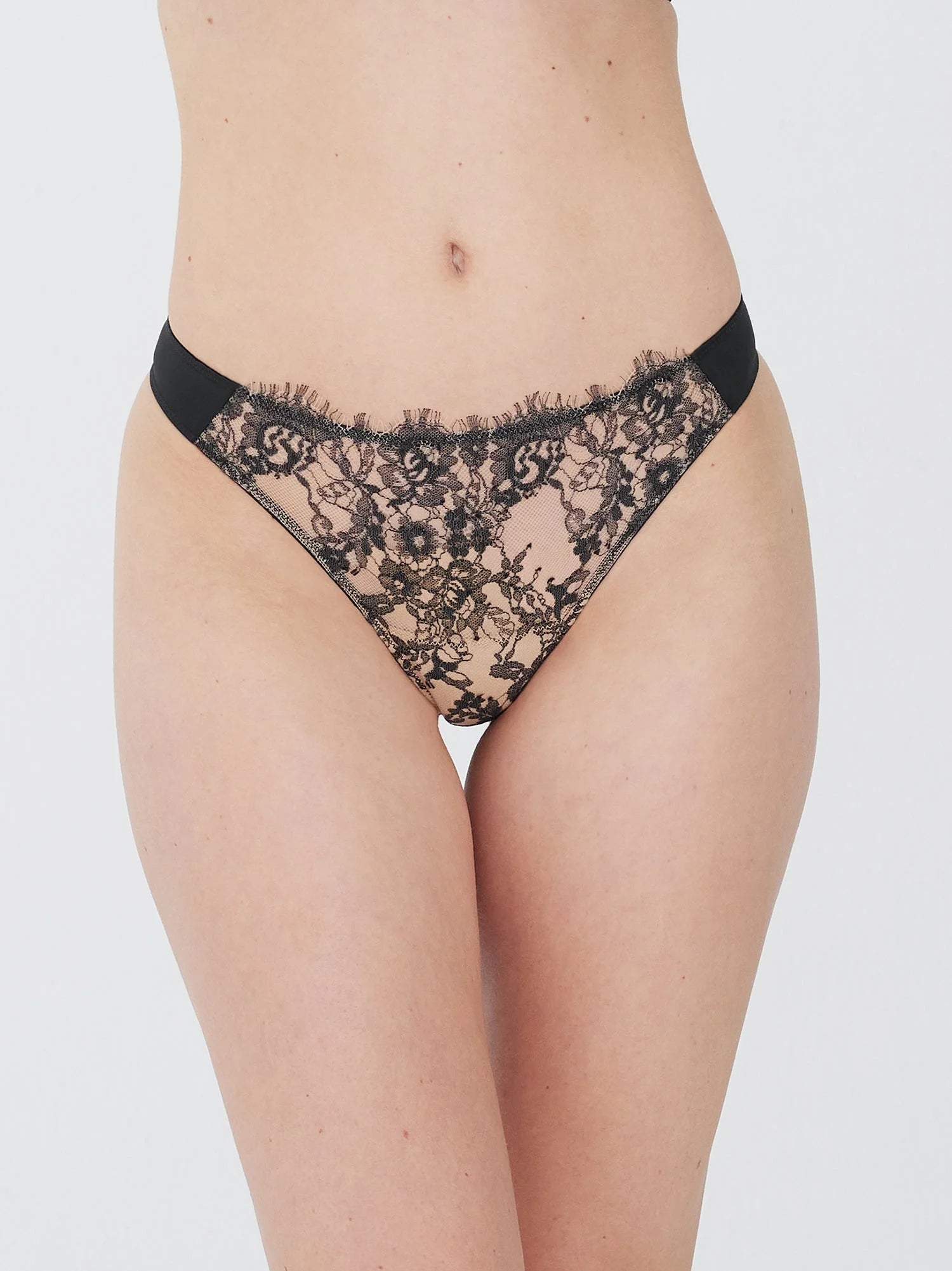 Skarlett Blue Entice Thong - Black/Nylon Bra Fittings by Court 6 US / 10 UK (S) BLACK / NYLON