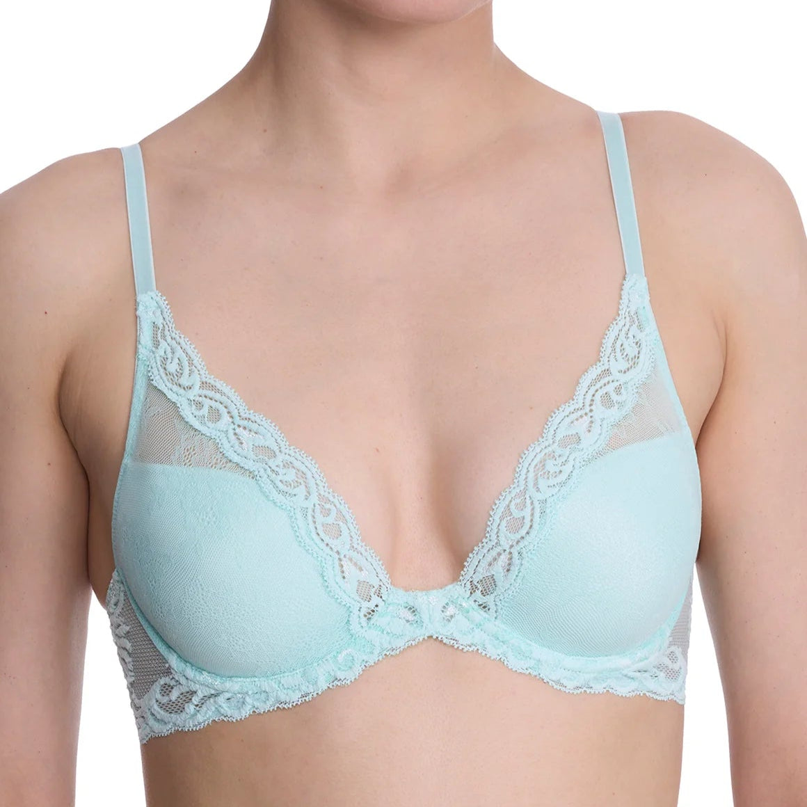 Natori Feathers Plunge Fashion Color - Whipped Mint Lace Molded Cup Bra Fittings by Court