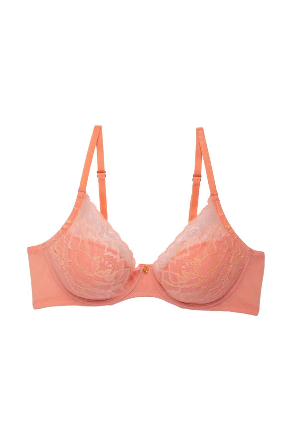 Natori Flora Fashion Color - Rosy Coral / Apricot Glow Molded Cup Bra Fittings by Court 32D ROSY CORAL / APRICOT GLOW