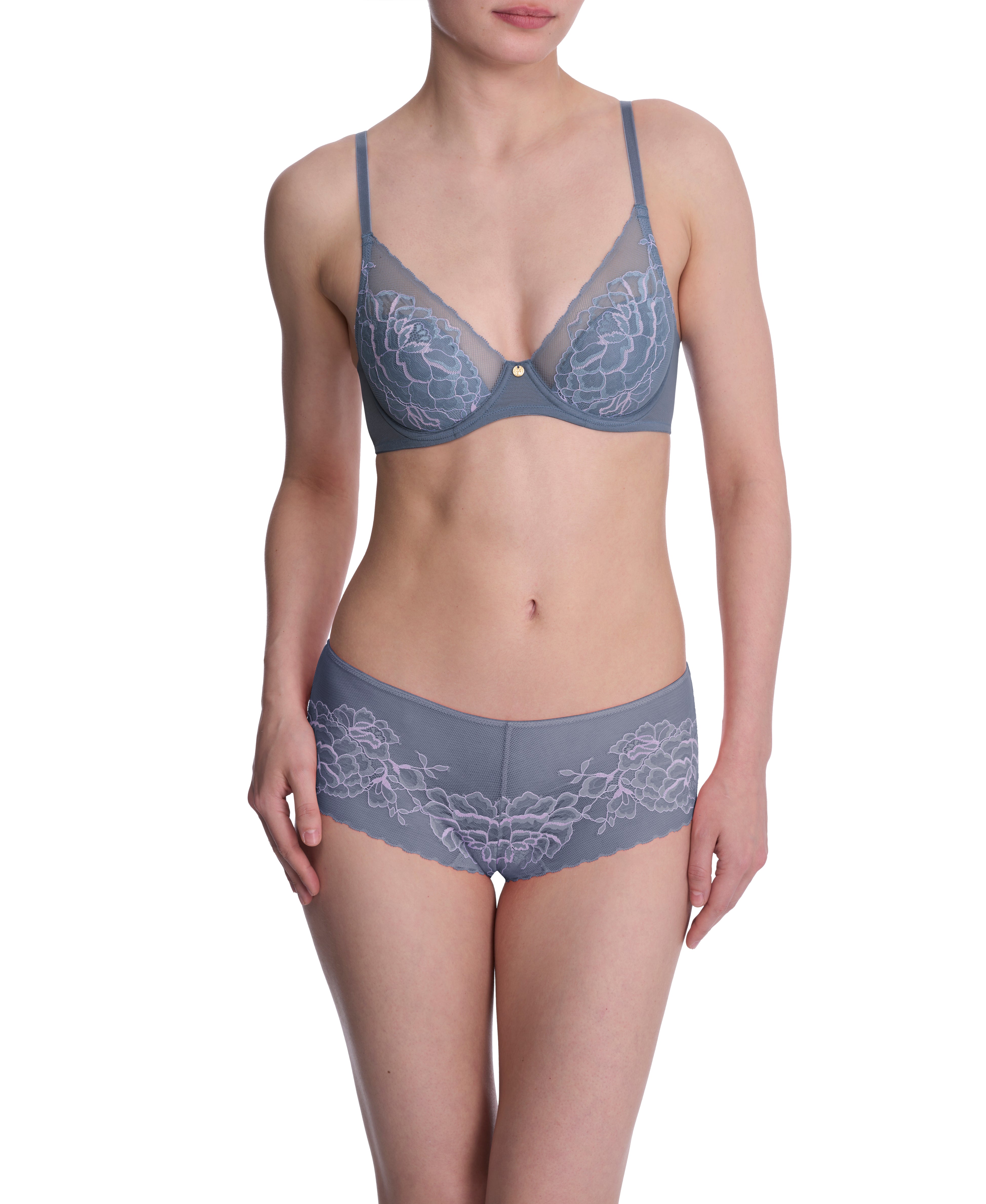 Natori Flora Girl Brief -Country Blue/Mulberry Bra Fittings by Court 6 US / 10 UK (S) COUNTRY BLUE / MULBERRY