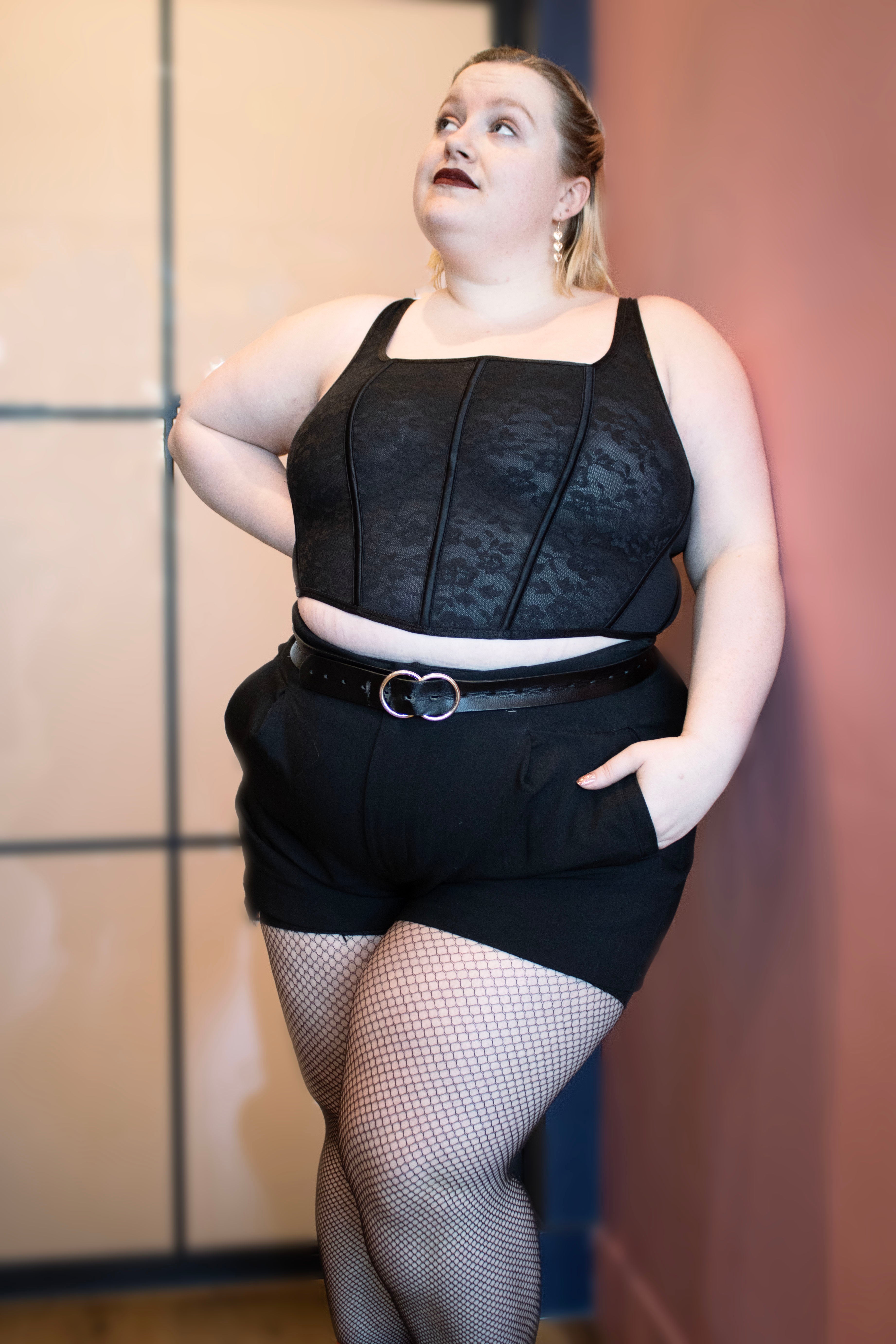 Curvy Couture No-Show Lace Corset Bra Top Curvy Couture