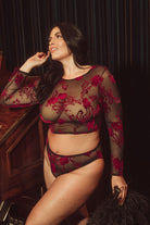 Kilo Brava Burnout Long Sleeved Crop Top Bra Fittings by Court S (4-6) BOYSENBERRY / BLACK
