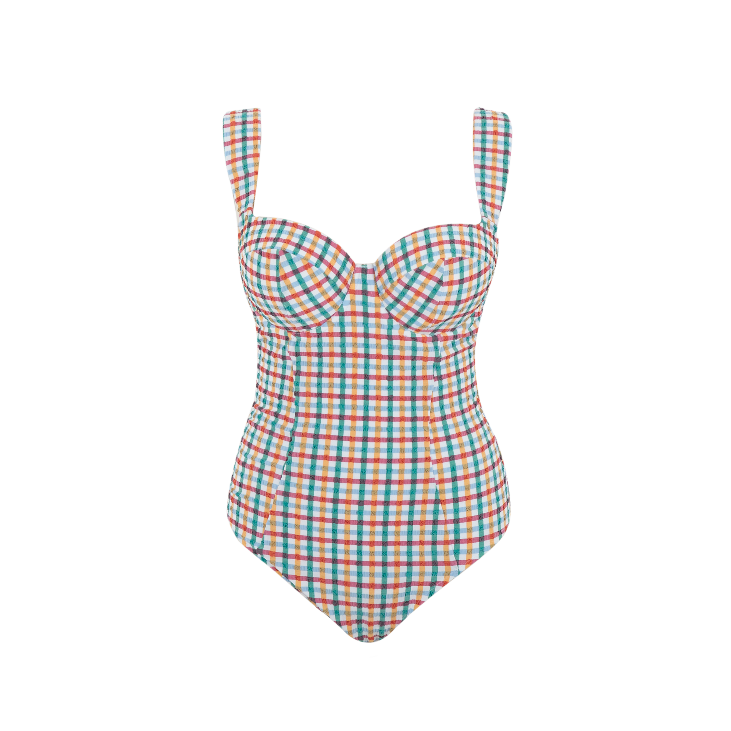Panache Monica Balcony Swimsuit Seersucker Print Bikini Bra Fittings by Court 32DDD US / 32E UK SEERSUCKER PRINT