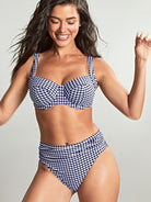 Panache Navy GIngham Midi Bikini Bottom Bra Fittings by Court