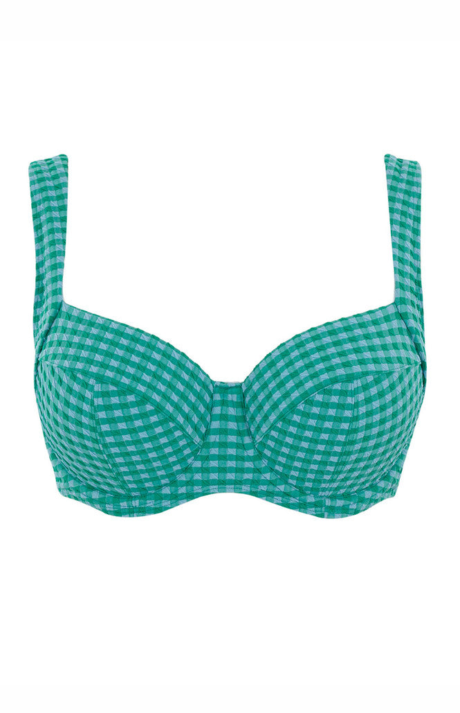 Panache Olivia Full Cup Bikini Top *Final Sale Bikini Bra Fittings by Court 30L US / 30HH UK GINGHAM GREEN