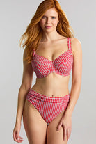 Panache Olivia Full Cup Bikini Top - Red Gingham Bikini Bra Fittings by Court